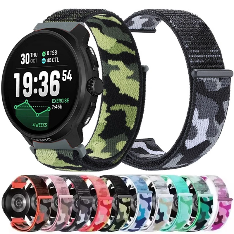 20 mm 22 mm Camouflage-Nylonschlaufe für Suunto Race 2 Smartwatch Sportarmband für Suunto 3 5 9 Peak Pro/Races/Run/Vertical 2/Ocean
