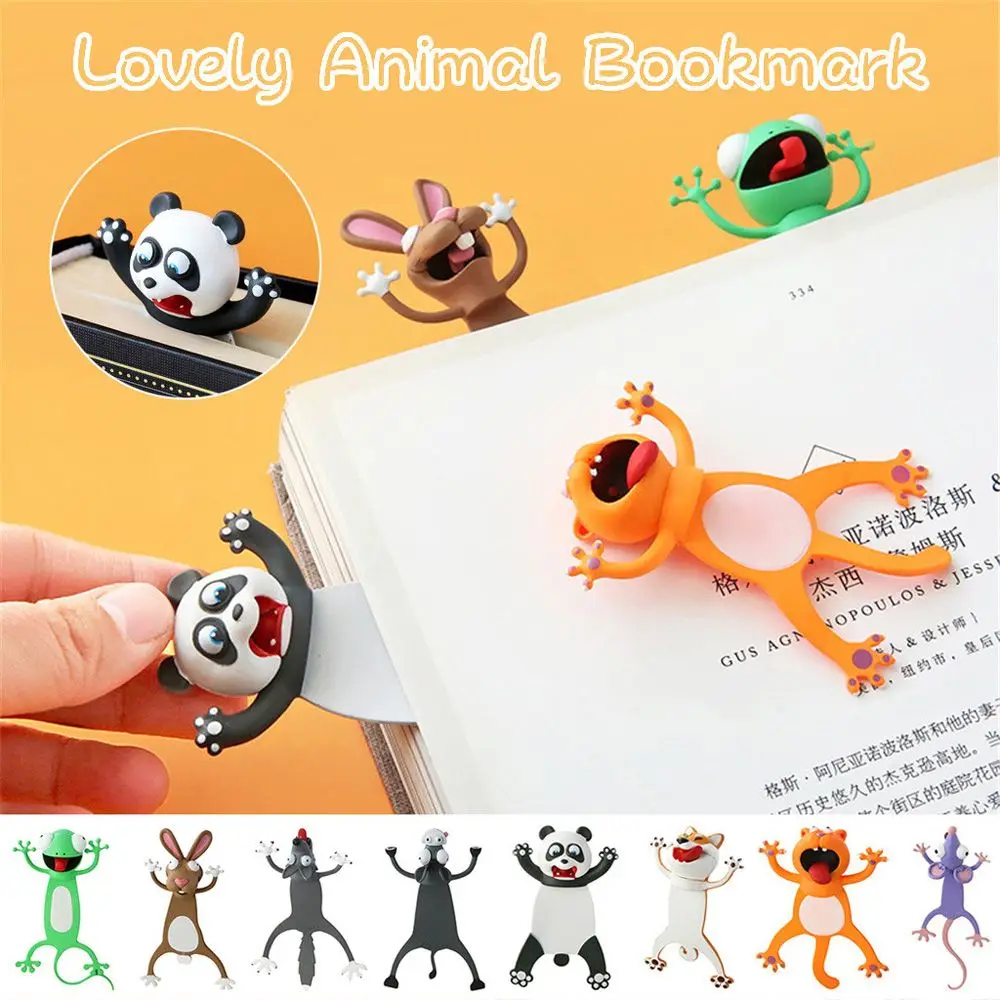 3D Stereo Bookmarks Cartoon Animal Bookmarks Creative Octopus Shiba Inu Panda Book Markers Stationery School Supplies Child Gift