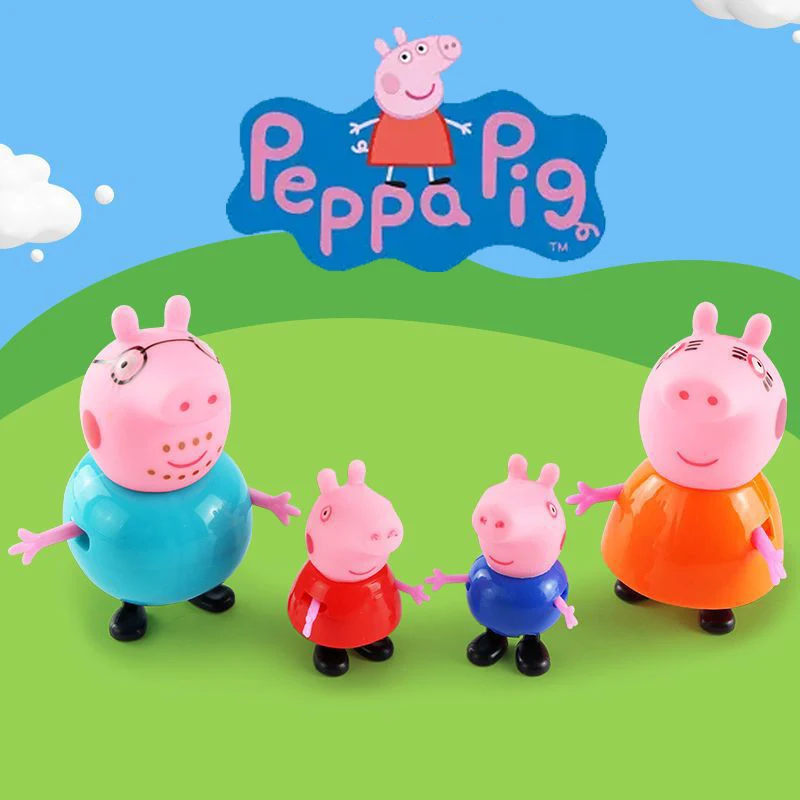 4Pcs/Set Cartoon Pepa Pig Toy Action Figure George Anime Toys Pig Dad Mom Anime Party Toys Children's Birthday Decoration Gift