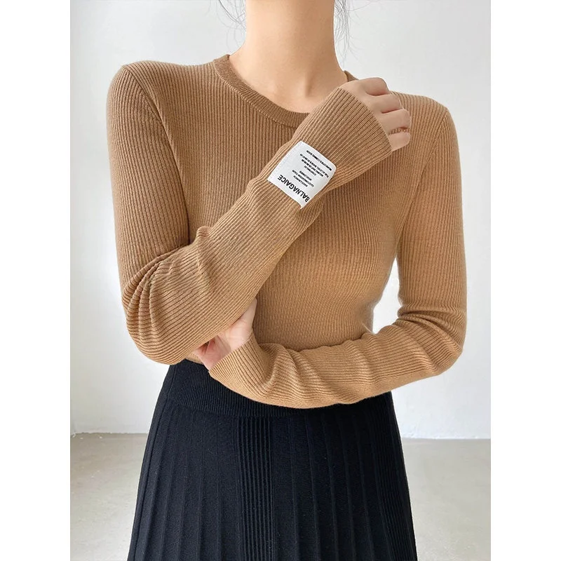 

Achu Women's Slim Fit round Ne Knitwear Base irt Soft Fine Spring Autumn Inner Wear Faionable Long Sve Color