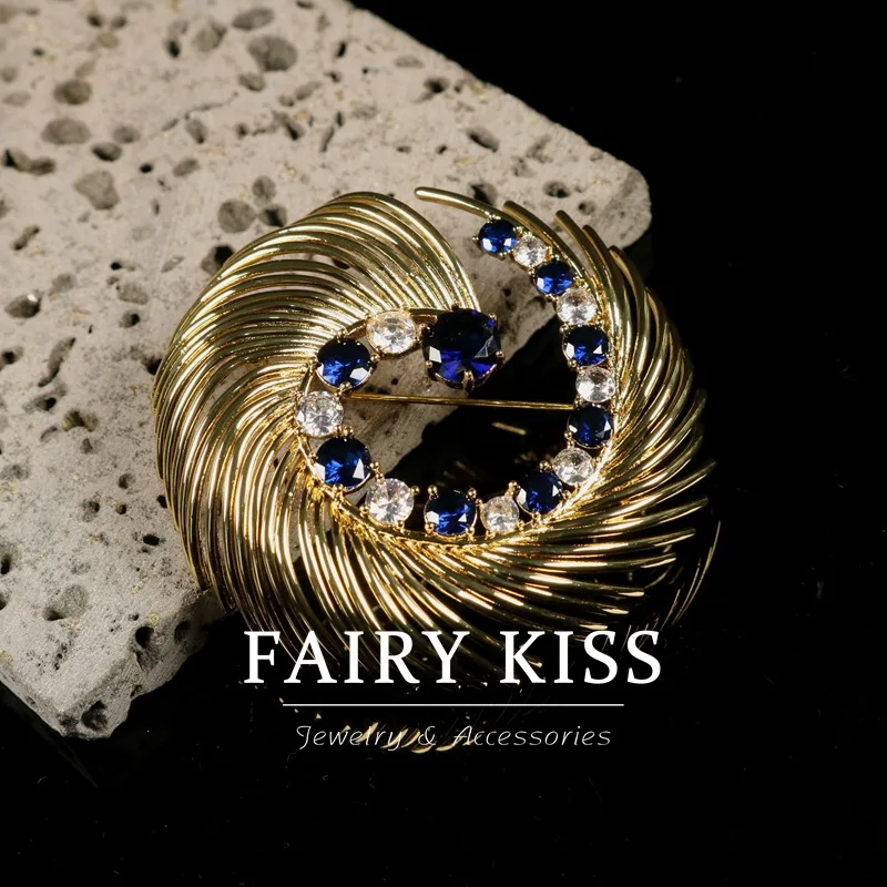 

exquisite diamond-encrusted whirlwind fashion brooch design corsage copper brooch