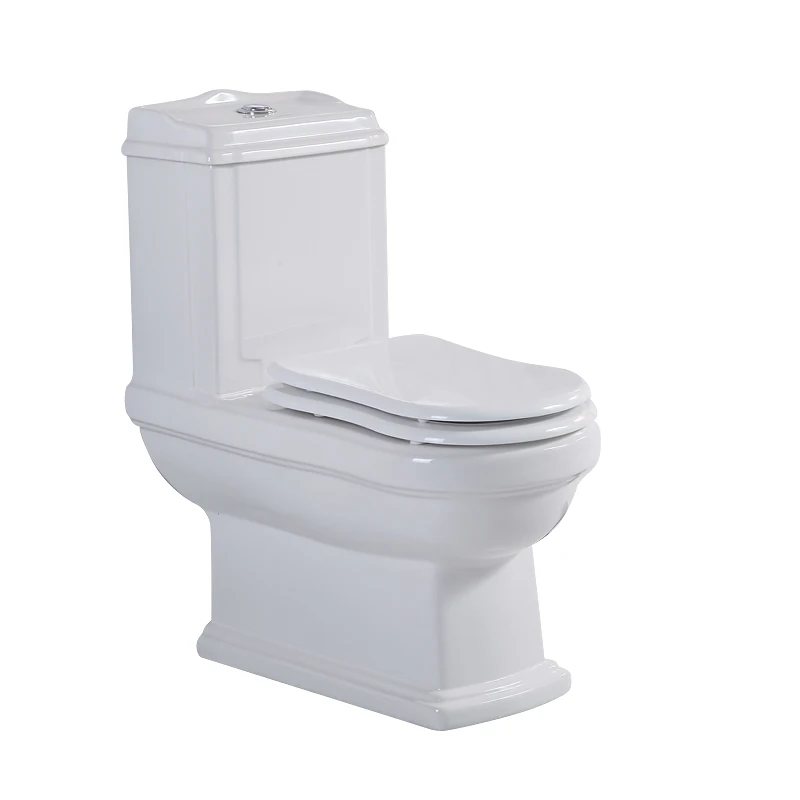 

Retro solid wood cover press-type flush toilet, siphon high-impact toilet