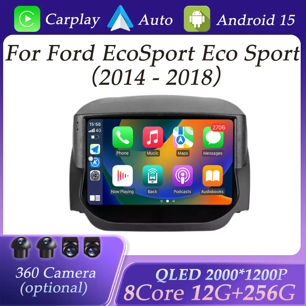 

Car Radio Video Audio Multimedia Player for Ford EcoSport Eco Sport 2014 - 2018 Wireless CarPlay WIFI GPS Navi BT Split Screen