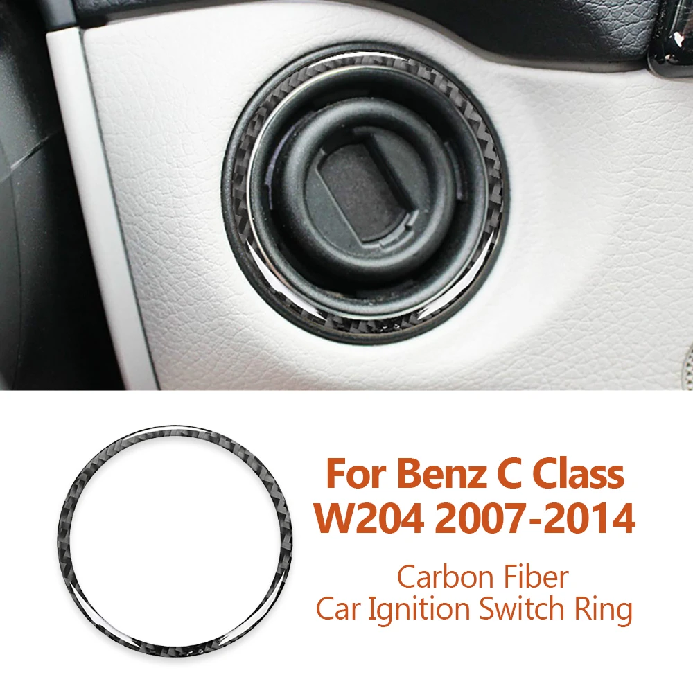 

For Mercedes Benz C Class W204 2007-2014 Carbon Fiber Car Ignition Switch Ornament Ring Decorative Sticker Auto Accessories