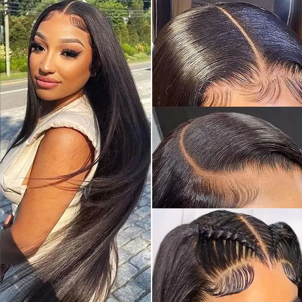 180 Density 13x4 HD Lace Frontal Human Hair Wigs Brazilian Straight 13x6 Lace Front Wig Remy For Black Women Pre Plucked 40Inch