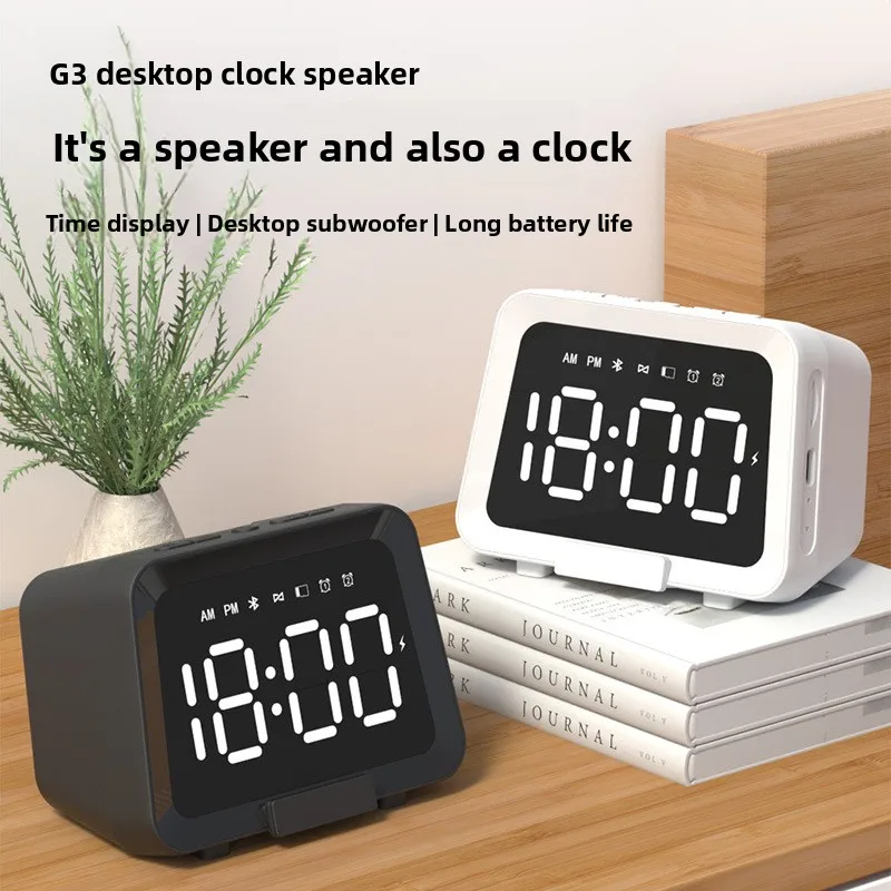 Mini Dual Alarm Clock Wireless Bluetooth Speaker with Screen Display TF Card Support Sound Reception