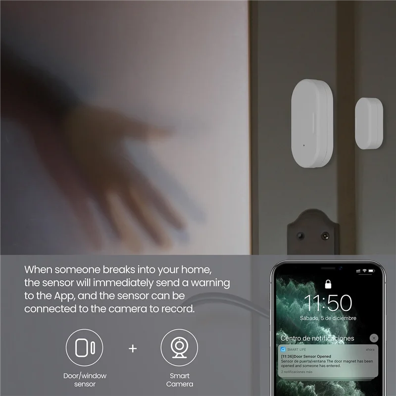 AA60-Tuya Zigbee 3.0 أجهزة كشف الاتصال الذكية بوابة الأمن نافذة الباب الاستشعار محول الحياة الذكية المنزل (4 قطعة)