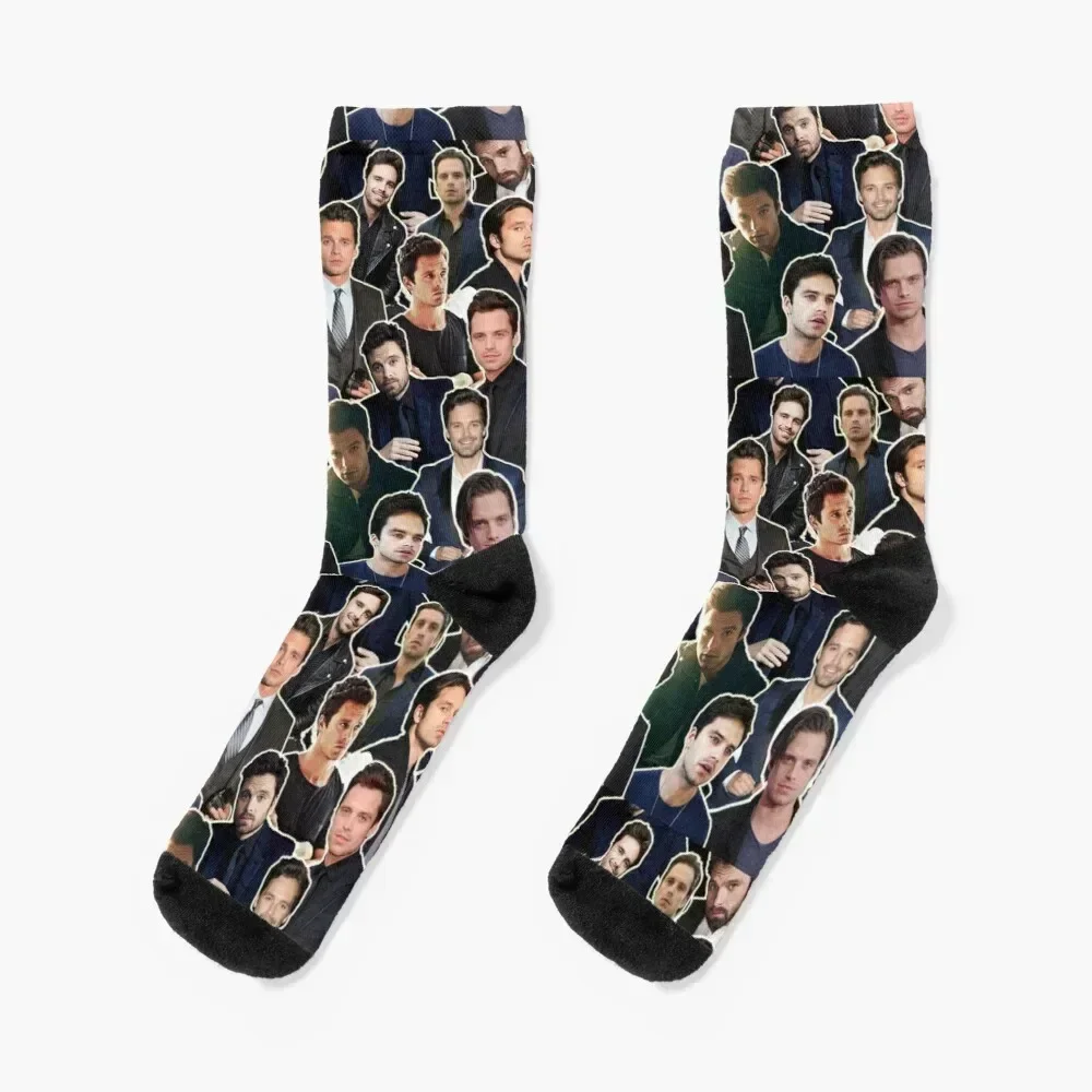 Sebastian Stan Collage - Leo Zodiac Socks Argentina Heating sock Sports Stockings compression Socks Men's Women's