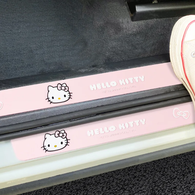 Sanrio Car Door Sill Anti-Scratch Protection Sticker Car Door Pedal Anti-Tread Seamless Rubber Strip Hellokitty Trunk Universal