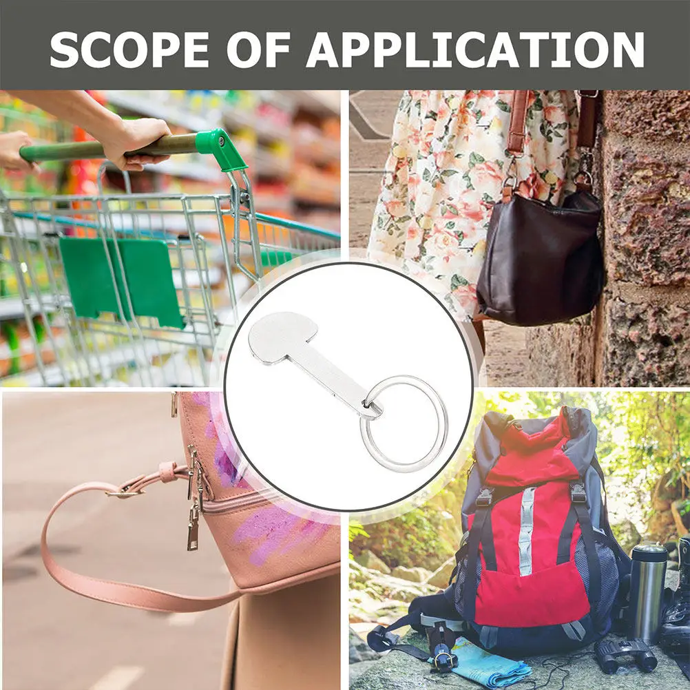 6pcs Zinc Alloy Shopping Cart Token Keychain – Practical Grocery Trolley Coin for Daily Use & Small Gift