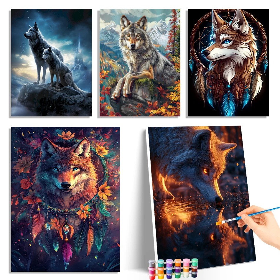 

GATYZTORY Painting By Numbers Adults Crafts Drawing On Canvas wolf Kit Personalized Gift Color Markers Oil Decorative Paintings