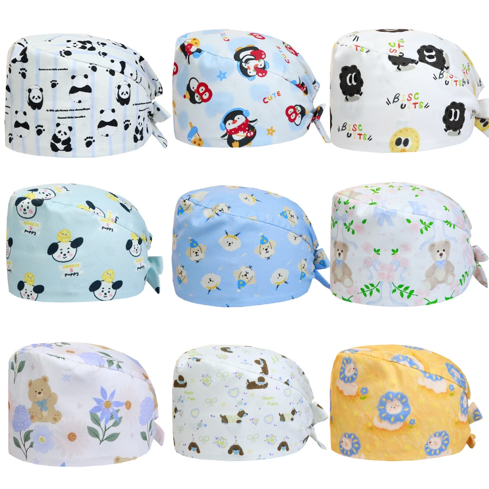 

Panda Doctor Caps Man Woman Cotton Adjustable Scrub Nursing Cap Pet Vet Clinic Hospital Medical Skullcap M1286