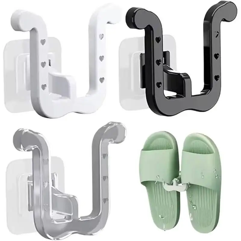 1-3pcs Slippers Rack No Punching Bathroom Simple Slipper Hook Toilet Drainage Rack Wall Mounted Bedroom Neat Shoe Drying Rack