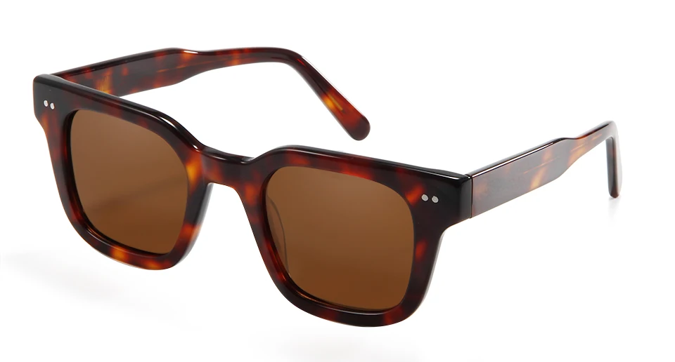 Chim 004 Designer-Sonnenbrille aus schwarzem Acetat, große polarisierte quadratische Fassung für Damen und Herren, flache UV400-Schutzgläser – Detail 13