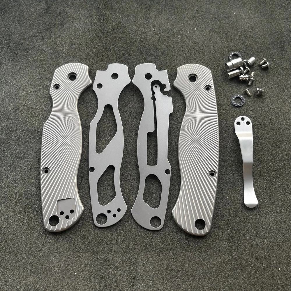 1 Pair Titanium Alloy Scales with Install HardWare Kit Accessories for SPYDERCO C81 Modify(Blade Not Included)