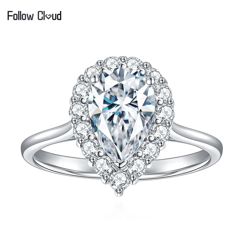 

Follow Cloud 6*9mm Water Drop Cut Moissanite Engagement Rings for Women S925 Sterling Silver Moissan Diamond Wedding Band Gifts