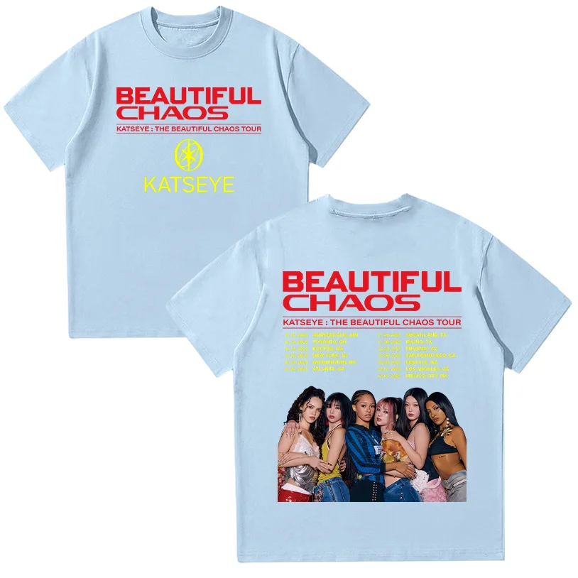 レディース純綿トップス キャッツアイ ビューティフルカオスツアー2025 Tシャツ ファッションプリントTシャツ サマーコンフォート服 ユニセックスルーズT