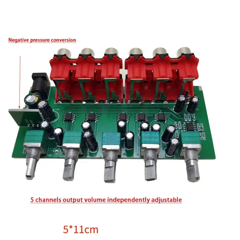 오디오 디스트리뷰터 스테레오 오디오 믹서, RCA 스플리터, 듀얼 채널, NJM4580 OpAmp, 파워 앰프용, 액티브 오디오, 1 입력, 5 출력