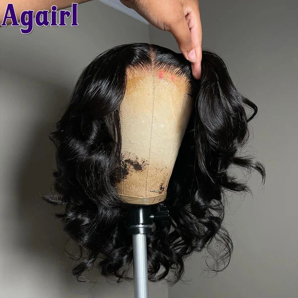 Cereja vermelho curto cabelo humano onda do corpo bob perucas transparente 13x4 frente do laço bob perucas de cabelo humano 180 densidade pré arrancado para mulher