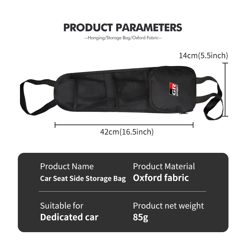 Car Seat Side Storage Hanging Bag Phone Wallet Card Organizer Bag For Toyota GR Sport Gazoo Racing Yaris 86 Corolla Hilux Supra view 6