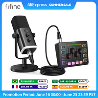 FIFINE Gaming Audio Set Microphone/Mixer/Headset for Streaming Podcasting,Podcast Set for Youtube/OBS/Tiktok/X/VK - AM8/H9/SC3