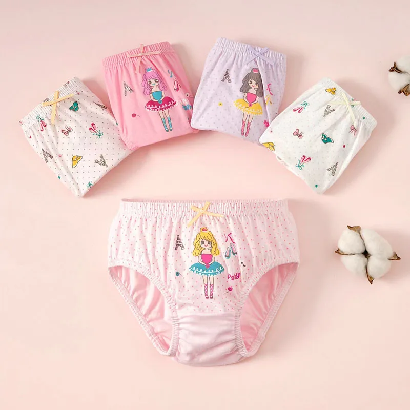 5 Pcs/Lot Kids Underwear For Girls Cotton Breathable Children Triangle Underpants Lovely Princess Character Girls Briefs Panties