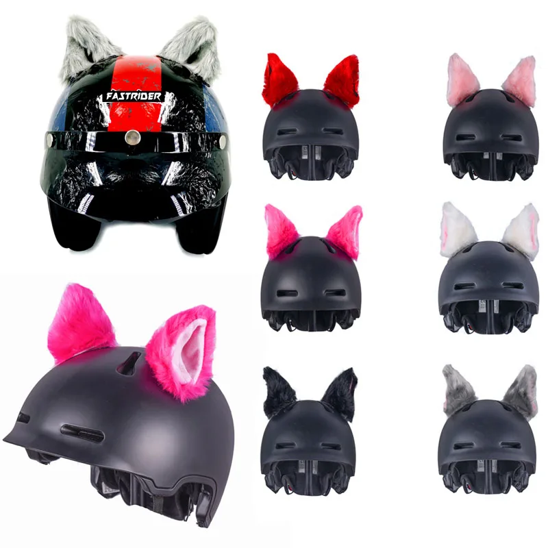 

2pcs Off-road Helmet Decoration Accessories Motorcycle Helmet Cute Plush Cat Ears Car Motorcycle Sticker Cosplay Car Styling