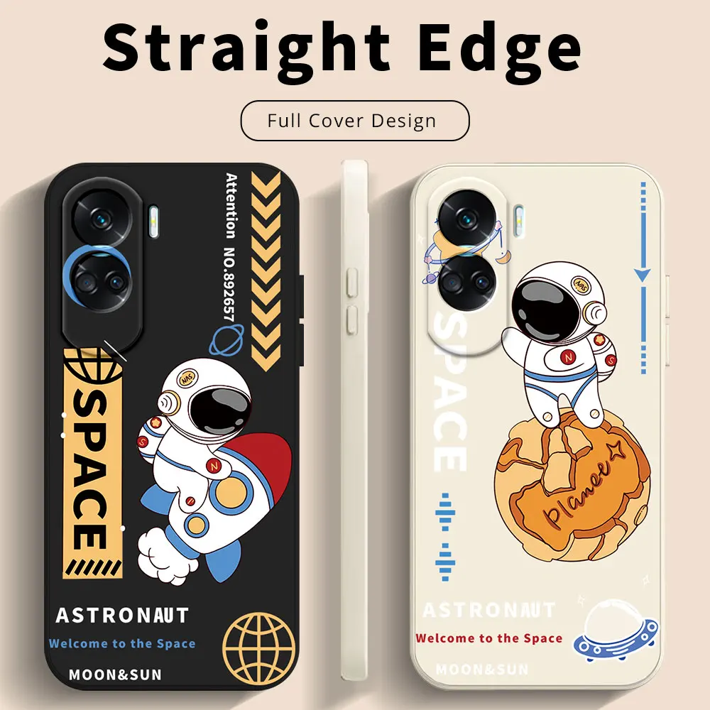 Case For Honor 90 70 20 Lite 90 Pro 20S 6.15 Honor Magic5 6 4 Lite 5G 90Lite 90Smart 70ProPlus Astronaut Silicone Square Cover