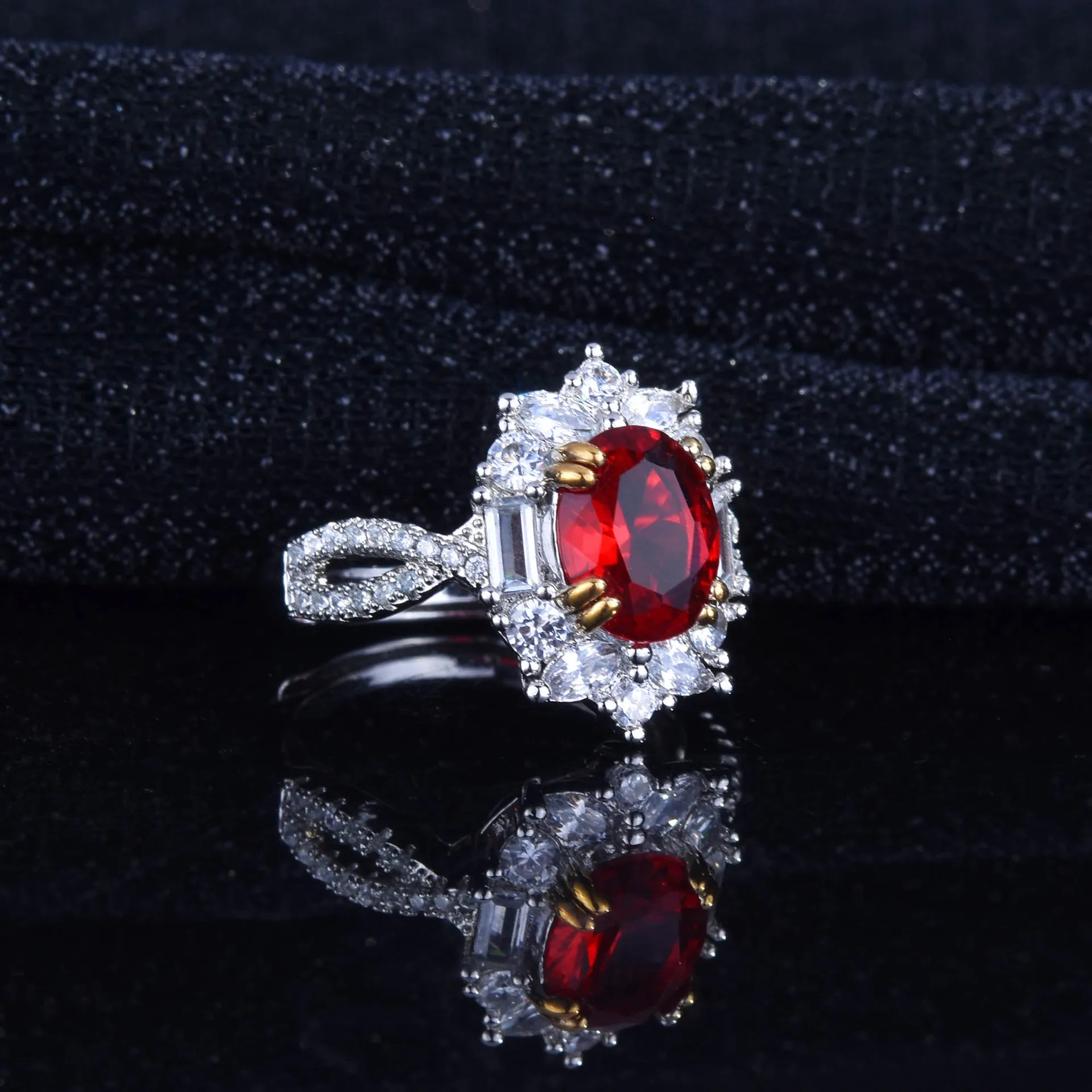 Ruby Ring Set with Exquisite Craftsmanship Simple and Generous Opening Colorful Treasure Women\'s Ring