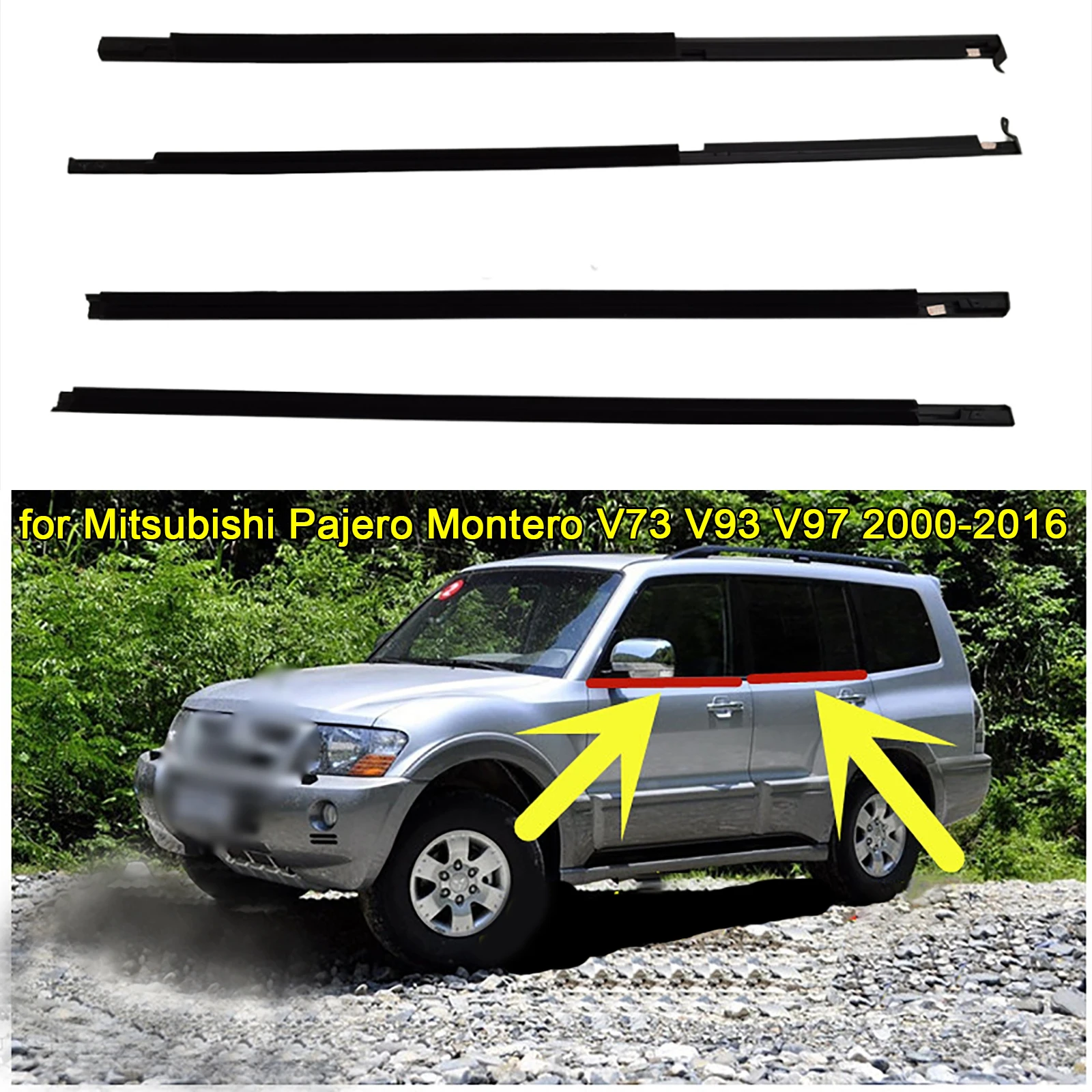 

Car Window Weatherstrip Window Glass Waterproof Pressure Weather Strip for Mitsubishi Pajero Montero V73 V93 V97 2000-2016