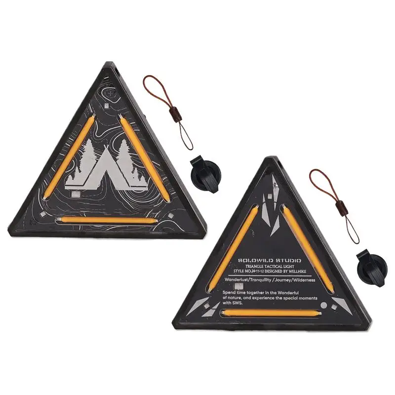 Outdoor Camping Triangle warning badge lighting lamp Portable tool Magnetic Back Design with Hat Clip and Carrying Lanyard