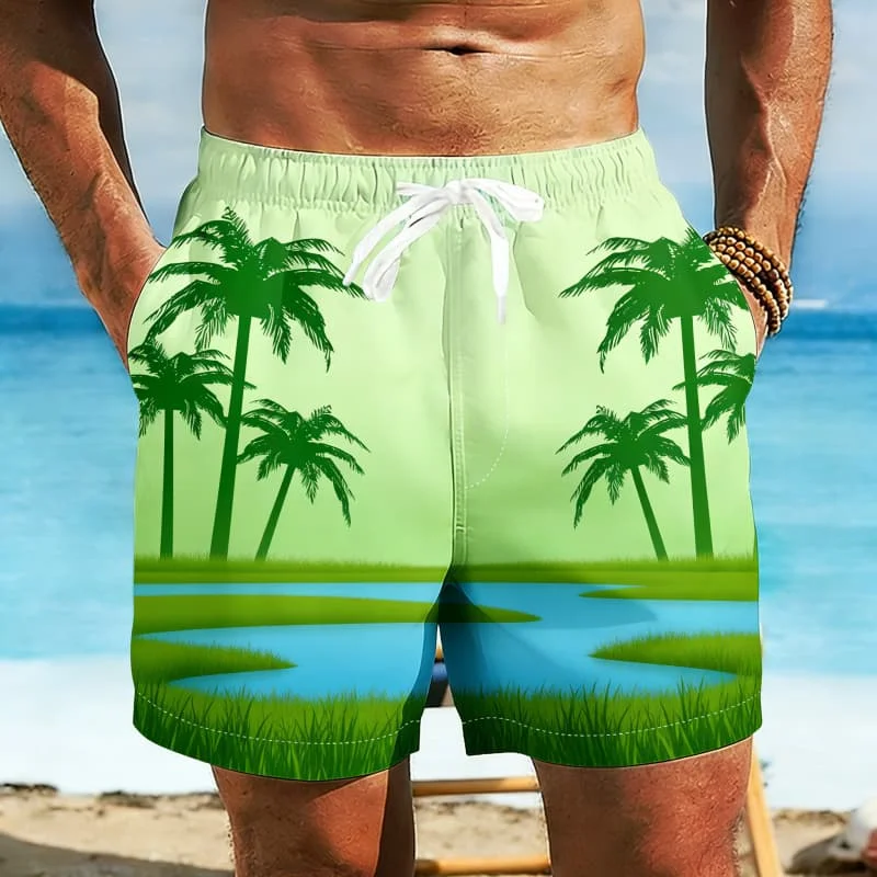 

Men's Casual Stylish Tropical Coastal Print Casual Shorts Casual Fashion For Summer Vacations And Beach Getaways