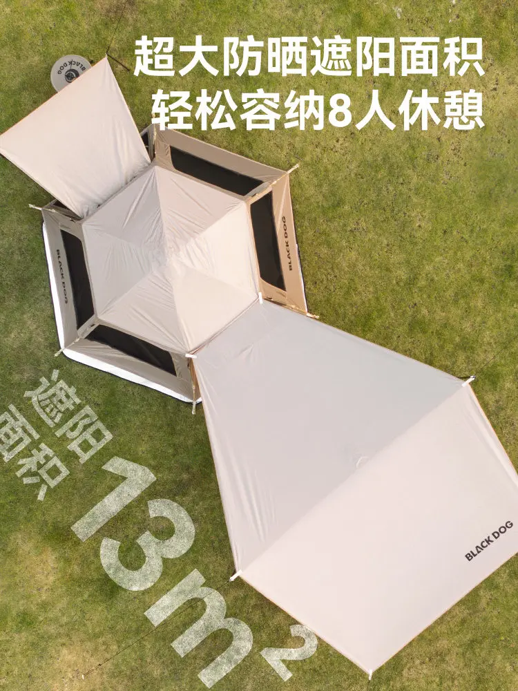 BLACKDOG black dog hexagonal tent canopy outdoor automatic speed up vinyl overnight windproof and rainproof camping equipment