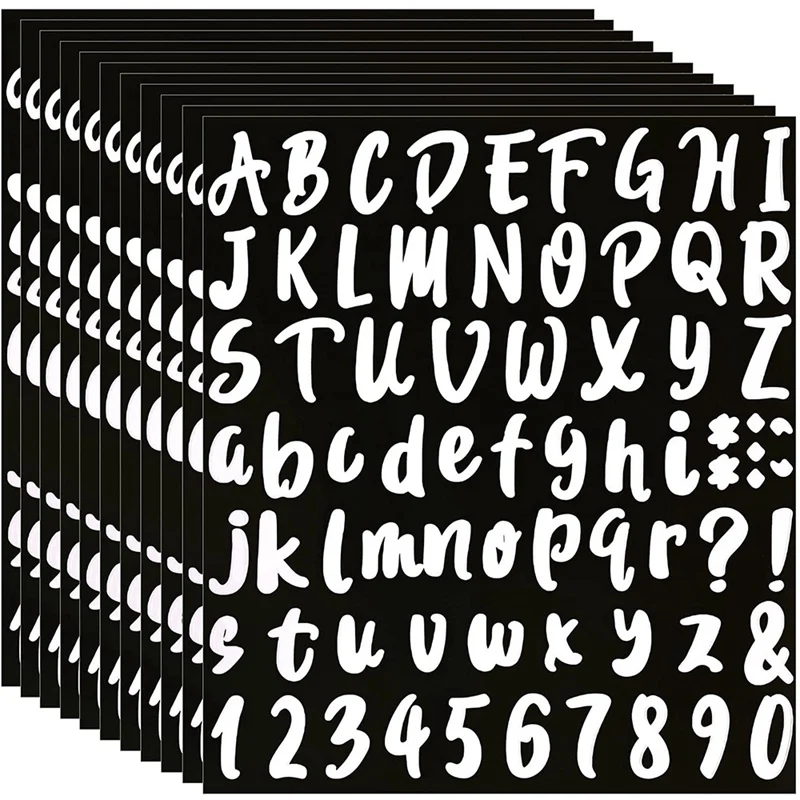 720 Pieces 10 Sheets Self-Adhesive Vinyl Sticker, Alphabet Letter Number Stickers For Mailbox, Door (1 Inch)