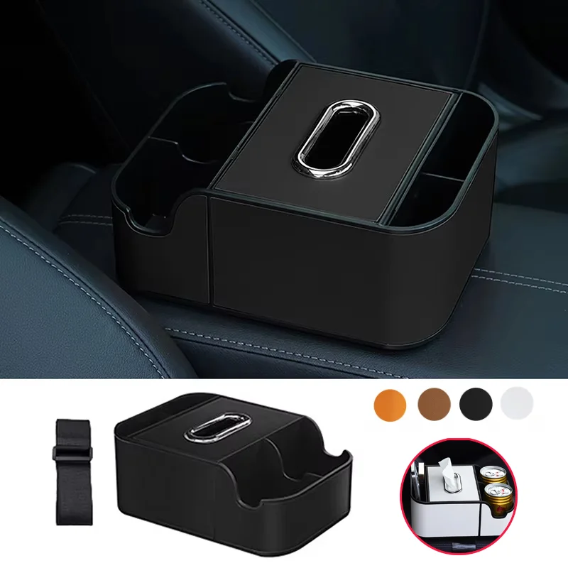 

Universal Car Armrest Box Center Console Organizer with 2 Cup Holder PU Leather Car Interior Storage Supplies Car Accessories
