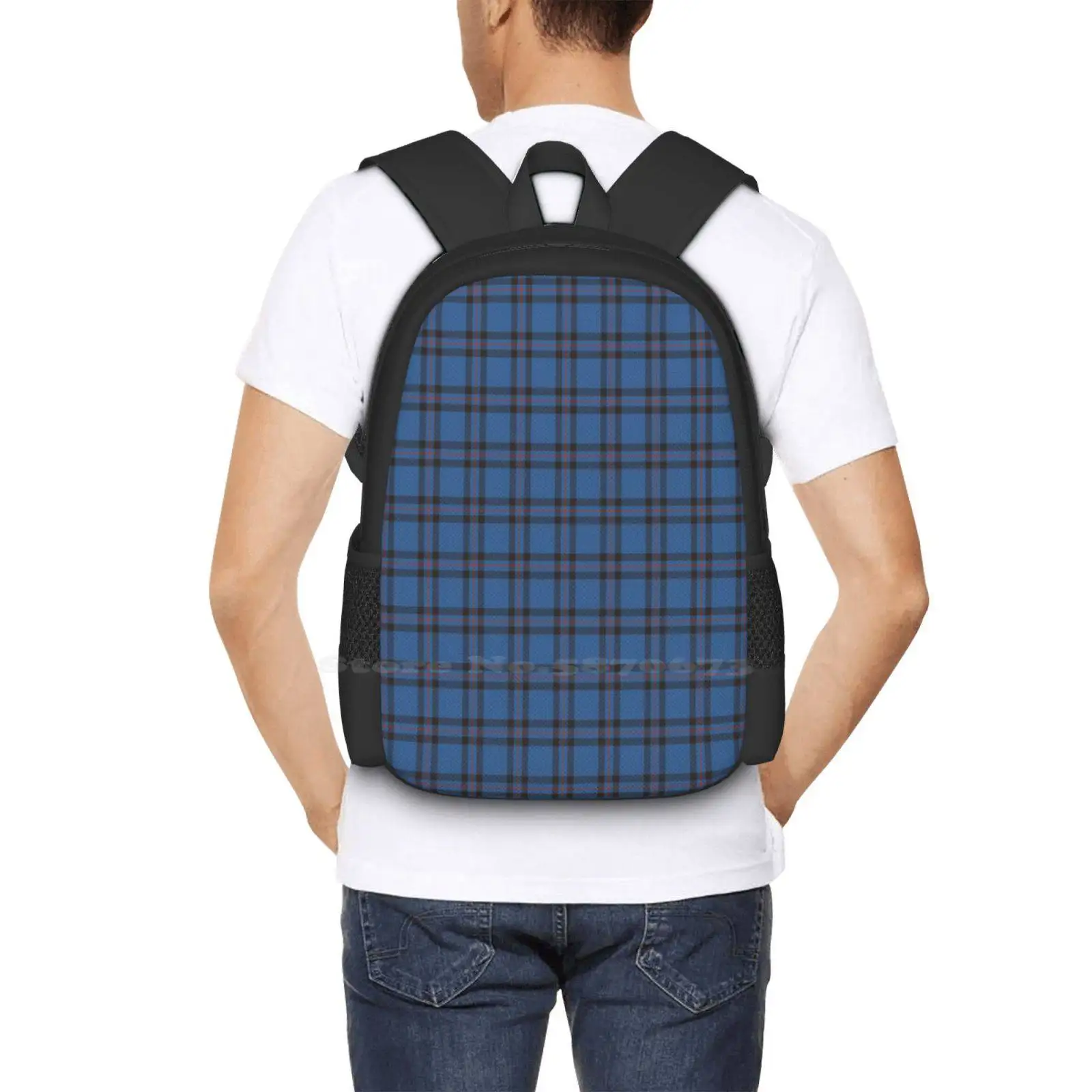 Cartable Clan aning ot Tartan, Sac à dos, Sacs à la mode, Motif Plaidwerx, Bleu, Vente chaude