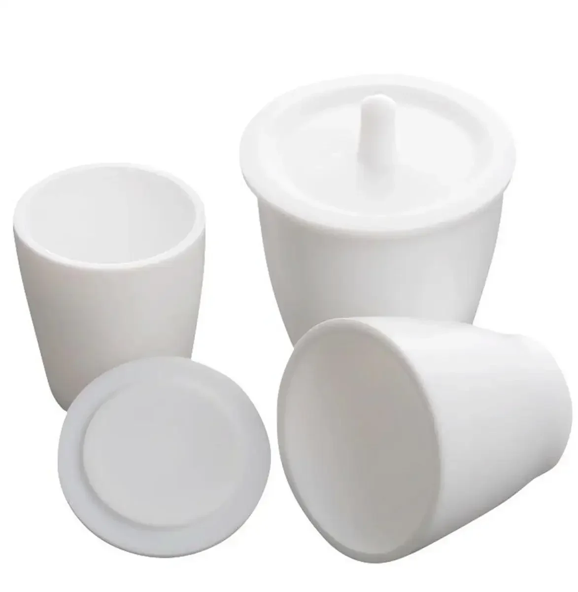 25/30/50/100/250ml PTFE Crucible Cup With Lid Beaker Acid Alkali Resistance