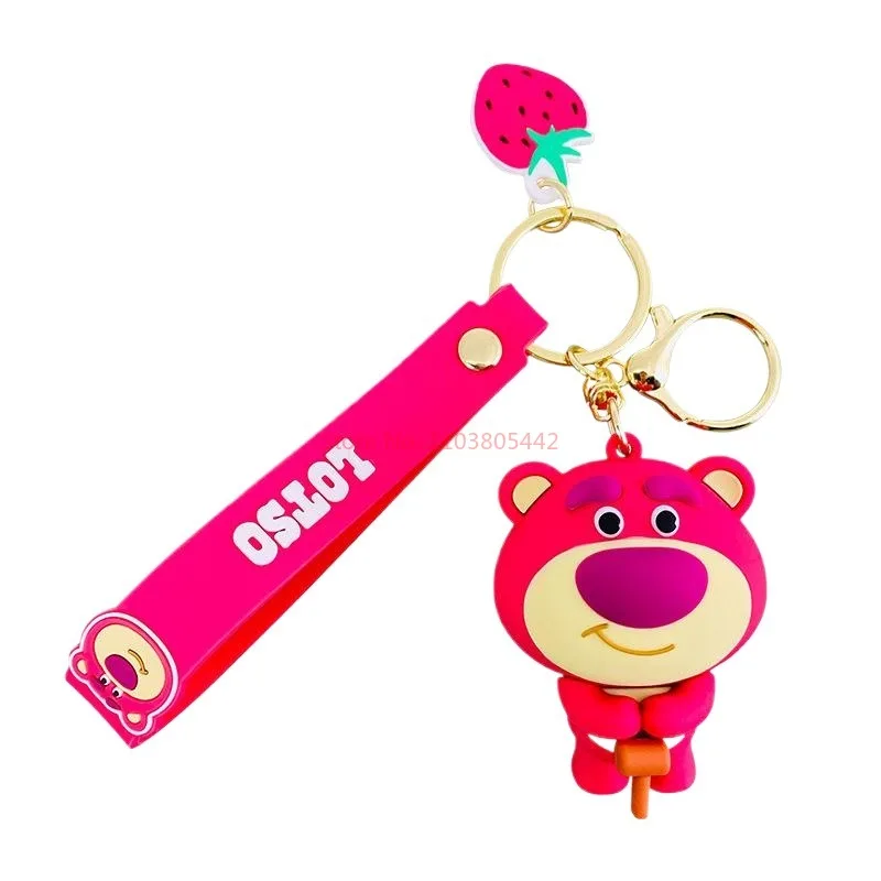 Figura de acción de oso de fresa Lotso, modelo de colección de juguetes de decoración de Anime, llaveros de regalo para niños, Bolsa Escolar colgante, nuevo