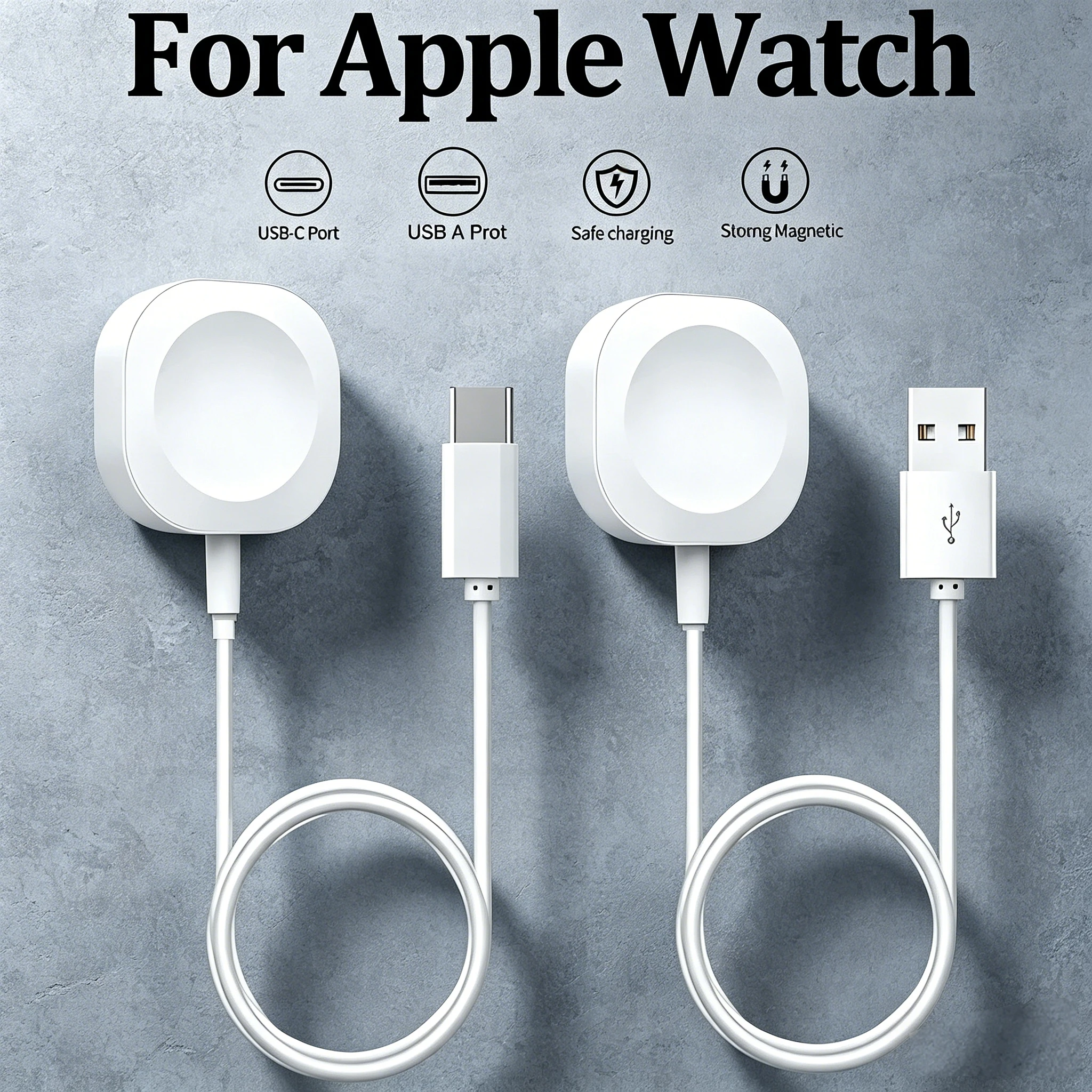 Neues magnetisches kabelloses USB-A-Schnellladegerät für Apple Watch Ultra Series 9 8 7 6 SE Typ-C-Ladekabel für iWatch Series 5 3 2.