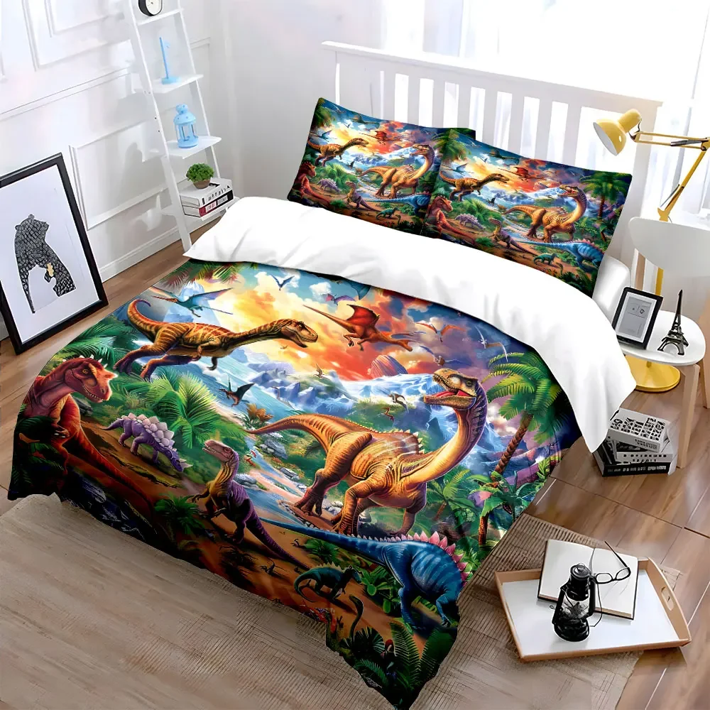 Dinosaur Adventure Decor Set Multiple sizes kid's and adults' bedroom Exquisite 3PC bedding set, gift