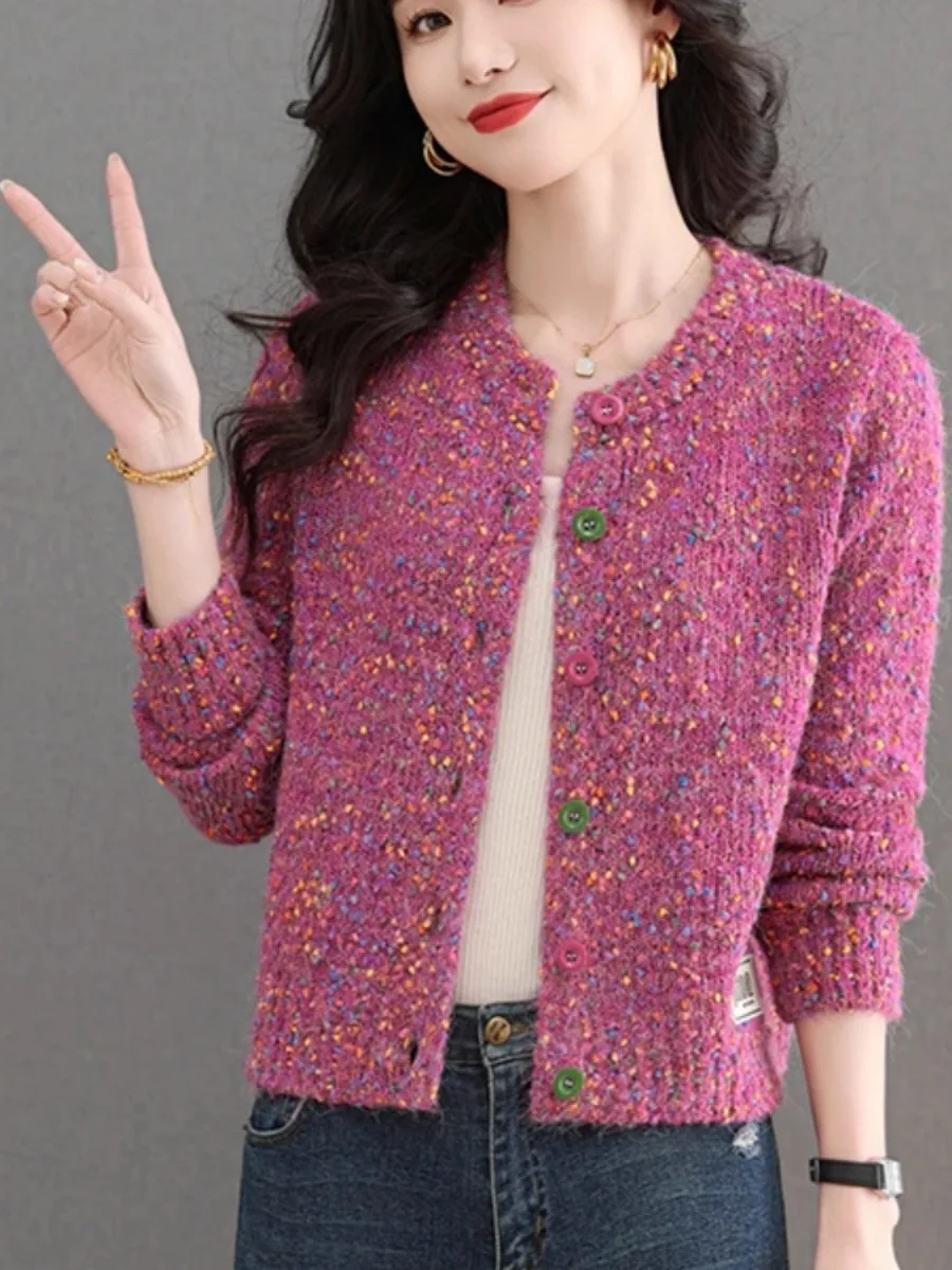 

Женский вязаный шерстяной кардиган, круглый, весенне-осенний цвет, в горошек, с цветочным узором, Thi Yarn, роскошная верхняя одежда Sle Faion