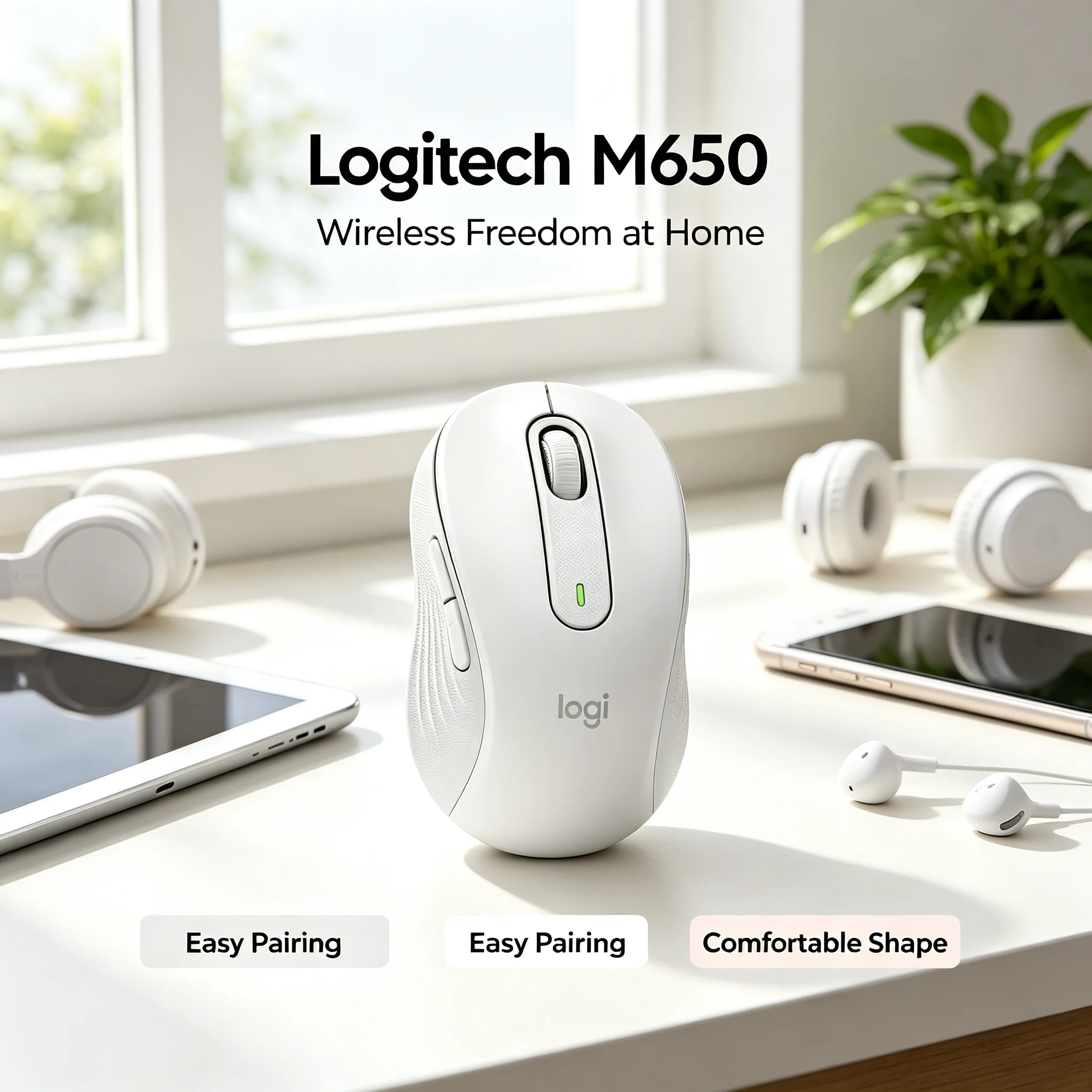 Logitech M650 Silent Bluetooth Wireless Mice Multi Device Connection Ergonomic For Laptop Office Computer