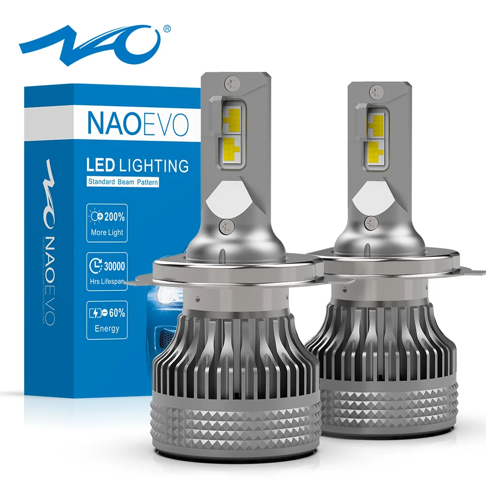 NAO 20000LM H7 H4 H11 LED Headlight 60W H8 H9 HB4 HB3 9005 9006 Turbo Lamp 6000K White CSP Chips Car Fog Bulb Light Pair