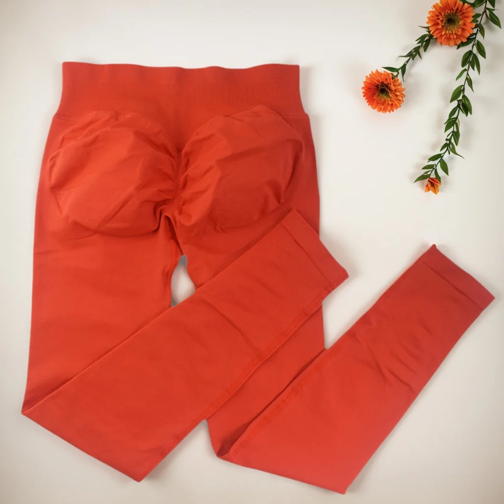 무봉제 여성용 솔리드 웨이스트 요가 팬츠 섹시 타이트 스포츠 팬츠 피트니스 삼중 웨이스트 운동 요가 힙업