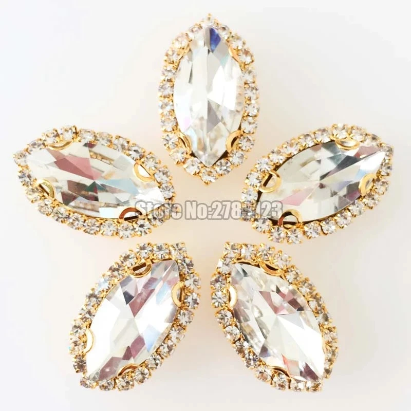 light coffee Gold bottom horse eye shape faltback Crystal button,sew on loose rhinestones for diy/Clothing accessories