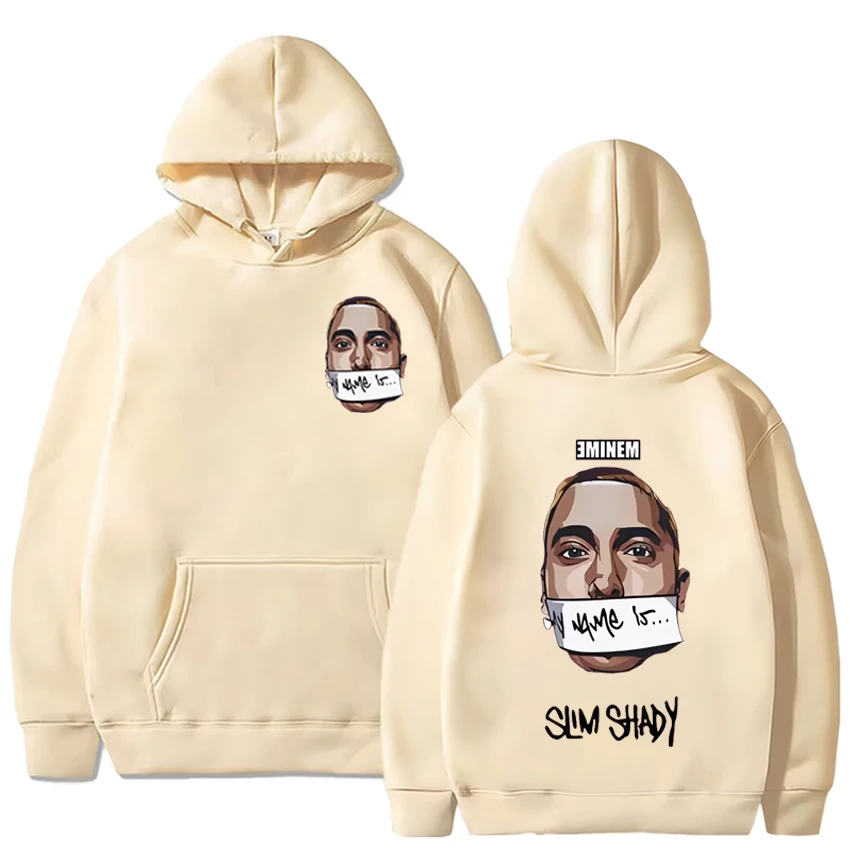 Eminem My Name Is Slim Shady Hoodie Men Rock Rapper Music Album Print Sweatshirt Unisex Hip Hop Fashion Hoodies Y2K Streetwear