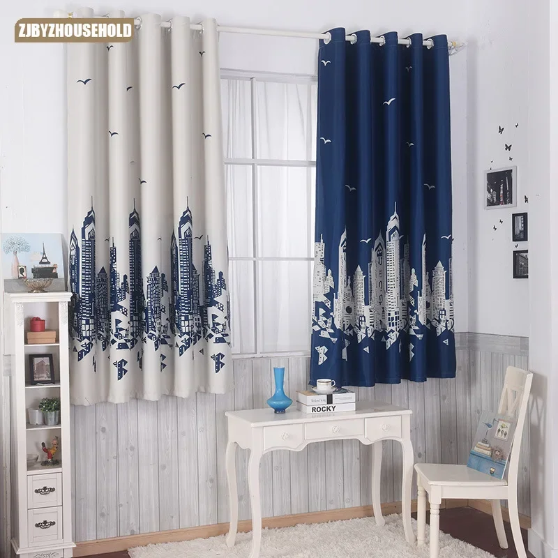 

Short Curtain 2 Colors Optional Curtains for Bedroom Customized Windows Cartoon Castle Boys and Girls Cotton Spandex Printing