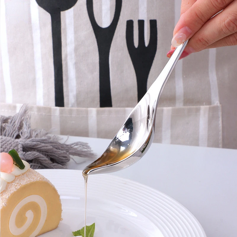 Stainless Steel Long Handle Duck Mouth Sauce Spoon Scoop Tableware Cooking Tool Coffee Chef Mini Cake Decoration Pencil