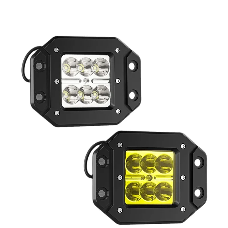 

18W Vehicle LED Work Light Pod for Offroad Truck Boat White/Yellow Spot Cube Fog & Driving Light Waterproof Car Tuning Accessory