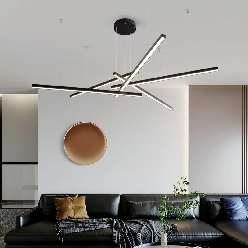 Living Room Pendant Light Luxurious Modern Atmospheric Creative Minimalist Linear Long Bar Restaurant Bar Hanging Light Fixture